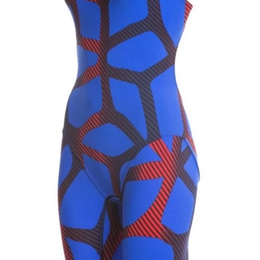 Arena Limited Edition Blue and Red Geometric One-Piece Tech Suit Swimsuit